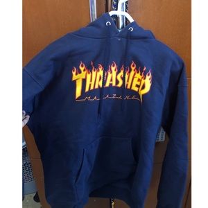 Navy Thrasher Magazine Hoodie